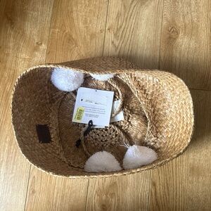 Ugg Woven Straw Basket with White Pom Poms